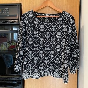 Black and White Embroidered blouse